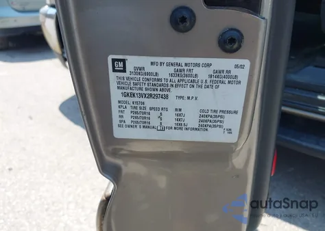 2002 GMC Yukon Sle из США, поврежденный, VIN 1GKEK13VX2R297438